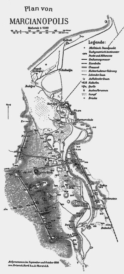 1. План на Марцианопол (Marcianopolis) от Хайнрих Хартл (Heinrich Hartl, 1840-1903) - 1898 г.