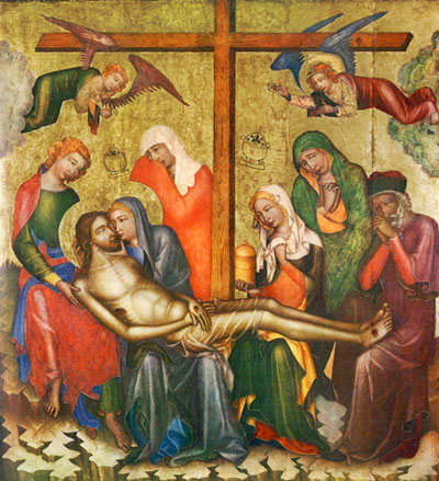 Fig. 7. The Lamentation of Christ, The Hohenfurther Altar, tempera on panel, 1346-56. Nrodn Galerie, Prague