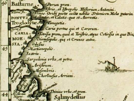 3. Фрагмент от картата на Абрахам Ортелий (1570 г.)