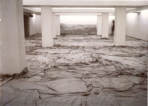 Fig. 13. Christo and Jeanne-Claude, Wrapped Floor and Stairway, Museum of Contemporary Art, Chicago, 1969