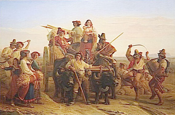 Leopold Robert, Arrivee des moissonneurs dans les marais Pontins, 142  212 cm, huile sur toile, 1830, Musee du Louvre, Paris