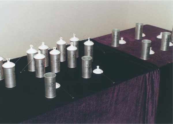 Nadezhda Lyahova, Soapy Reflections. Tin vessels with porcelain lids, 1999, ATA Center for Contemporary Art, Sofia