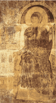 БЛАГОВЕЩЕНИЕ - фреска от ХІІ в. в католикона на Михайловския Златовръхски манастир в Киев, Украйна