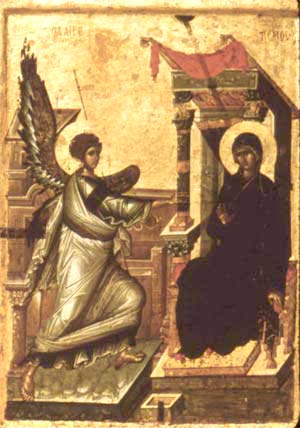 БЛАГОВЕЩЕНИЕ -  византийска икона от началото на ХІV век, Охрид