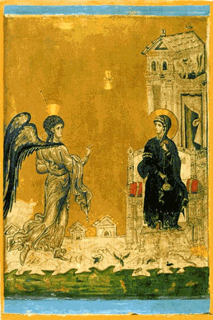 БЛАГОВЕЩЕНИЕ -  икона от манастира Св. Екатерина в Синай, от края на ХІІ век