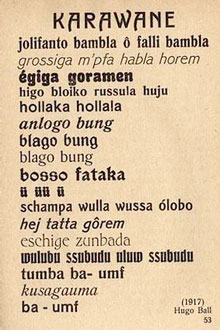 Хуго Бал - "Керван" - факсимиле от първата публикация в сп. "Дада" през 1917 г.