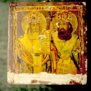 Кутия-касичка за дарение с чекмедже с изображения на св. св. Кирил и Методий