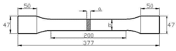 Fig. 10. Sizes of a sample for tensile testing
