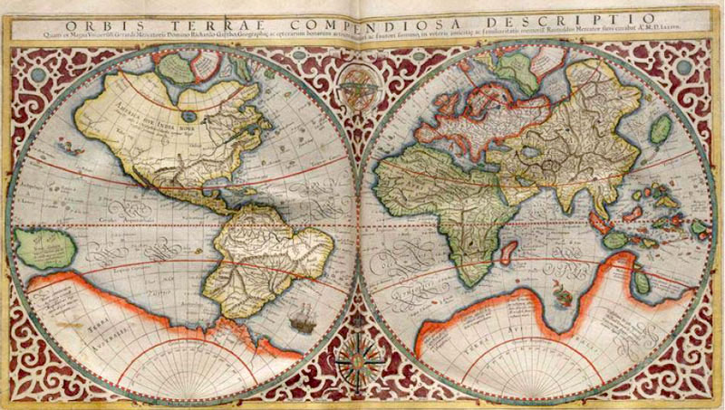 Фиг. 1. Карта на света от Меркатор от 1587 г.