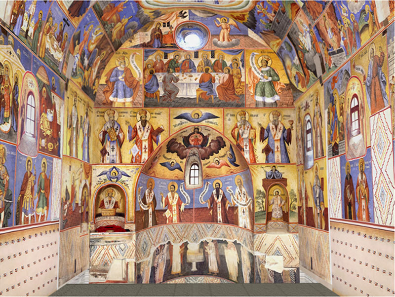 Фиг. 6. VR-панорама на итериора на храм ”Св. Георги”. 3D модел