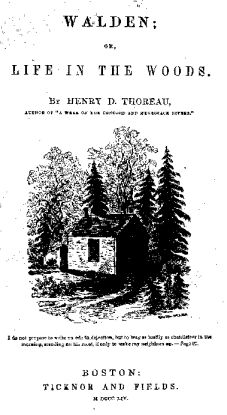 Титулната страница от първото издание на книгата "Уолдън или Живот в гората", Бостън, 1854 г.