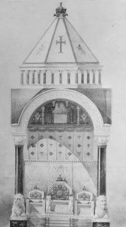 Проект на А. Н. Померанцев за царски трон в храма-паметник “Св. Александър Невски” (архив на храма)