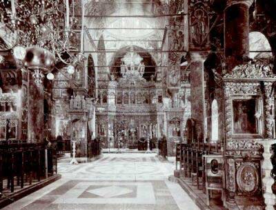 17. The interior of the temple "Birth of the Lady mother of God" in Rila Monastery, built  during 1835-1837 by the First Master Pavel Ivanovich. The iconostasis is work of Atanas Teledur and his wood-carving atelier