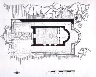 Ил. 1. План на новопостроения параклис, включен в развалините на стария храм