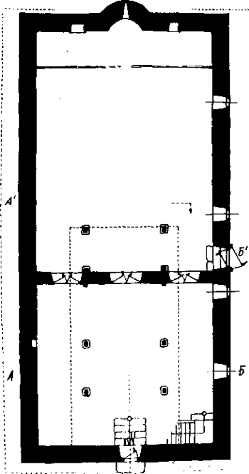 Fig. 1.  Plan de I'eglise-ossuaire Dormition de la Viergex dans la ville de Bansko. Seconde moitie du XVII es.